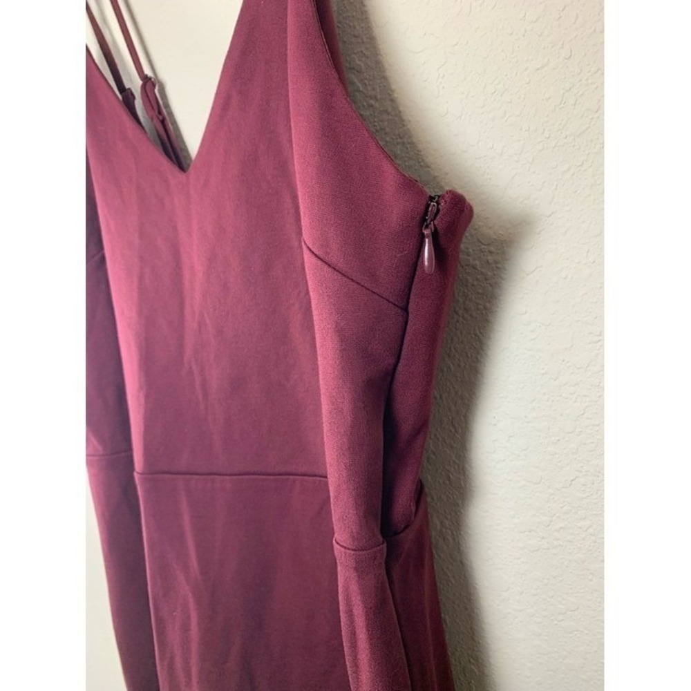 nine britton Double-Strap‎ V-Neck Midi Dress Burgundy Plum Large Career Evening - Picture 5 of 11